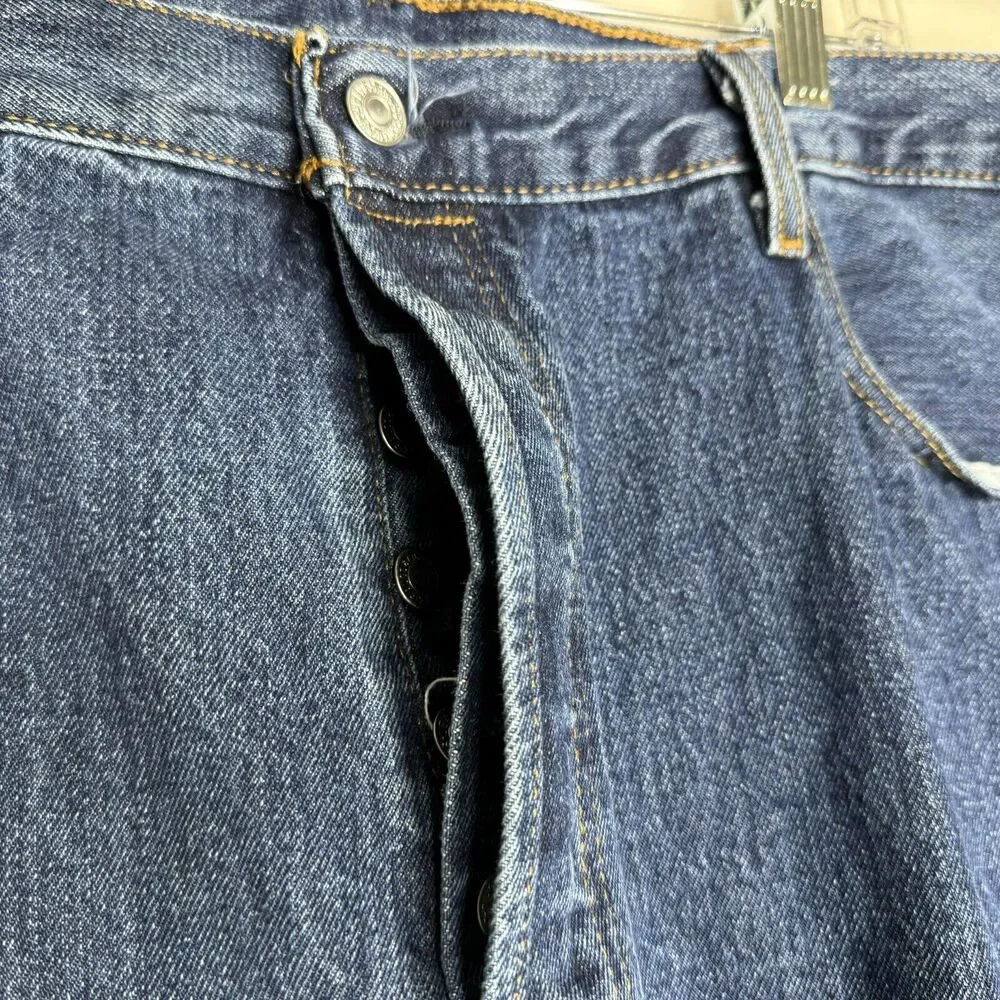 Levi's Levi Strauss Mens 501 Jeans‎ Size 42x32 Button Fly Dark Wash Red Tab